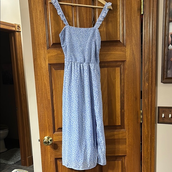 Abercrombie & Fitch Dresses & Skirts - Blue Floral Sundress with slit. NEVER WORN